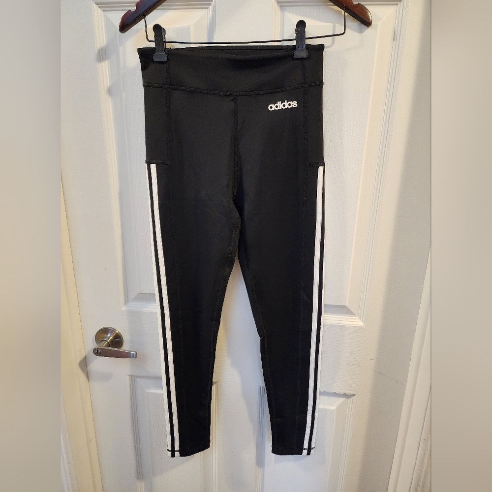Adidas Black Track Pants with White Stripes